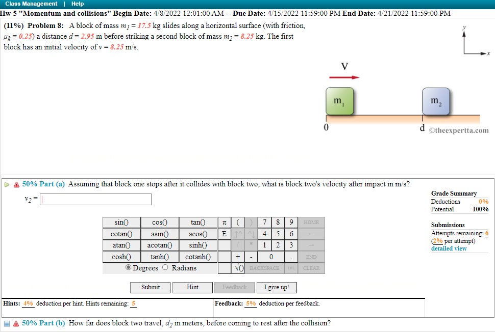 Class Management | Help Hw 5 "Momentum and collisions" Begin Date:
