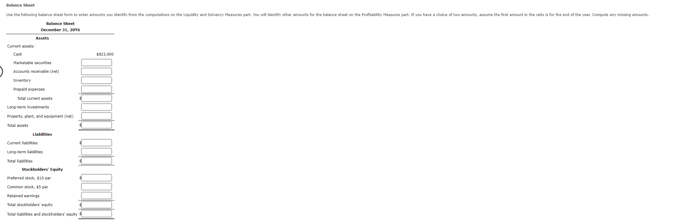 computation to one of the liquidity and solvency measures in the table.