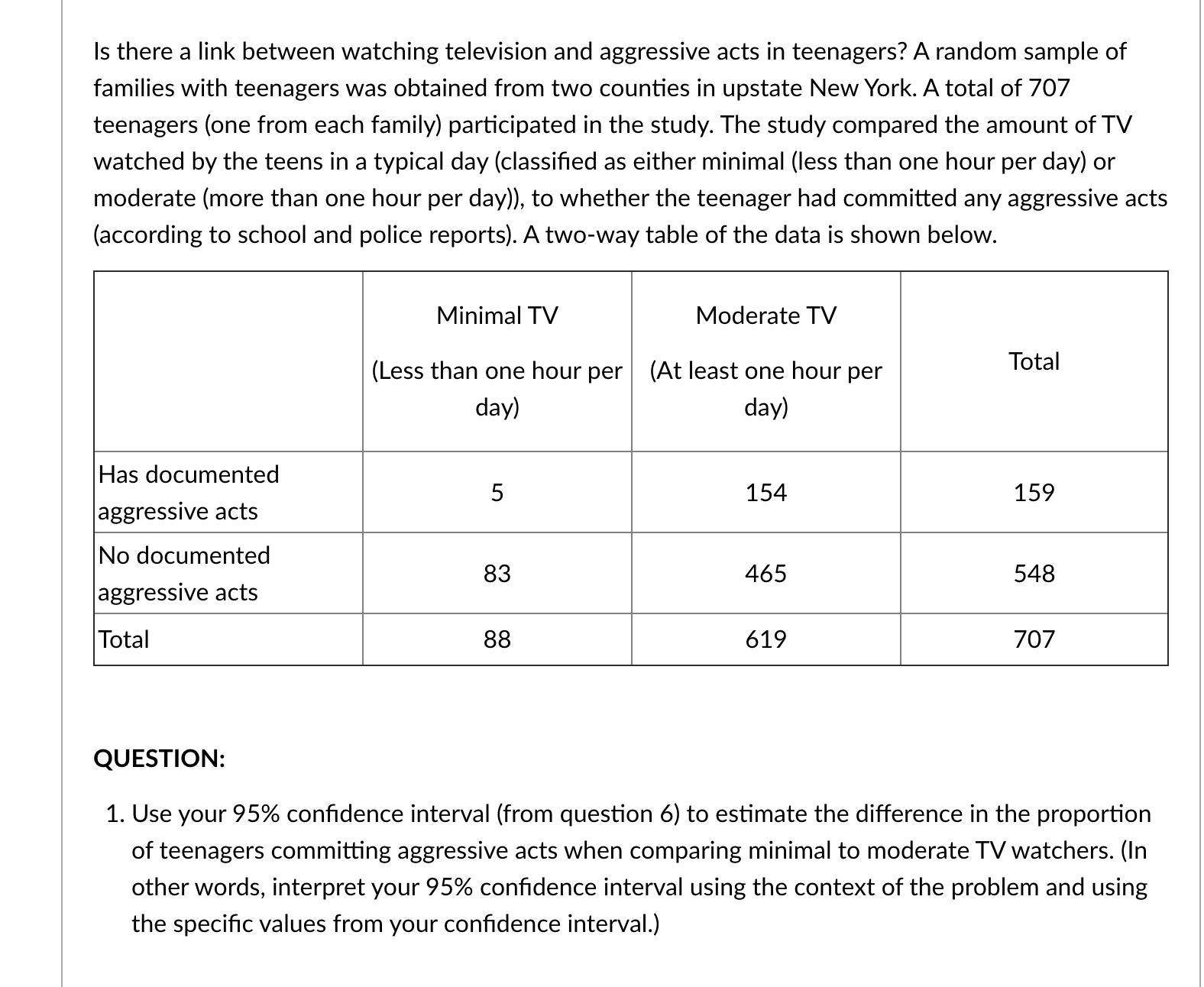 Is there a link between watching television and aggressive acts in teenagers?