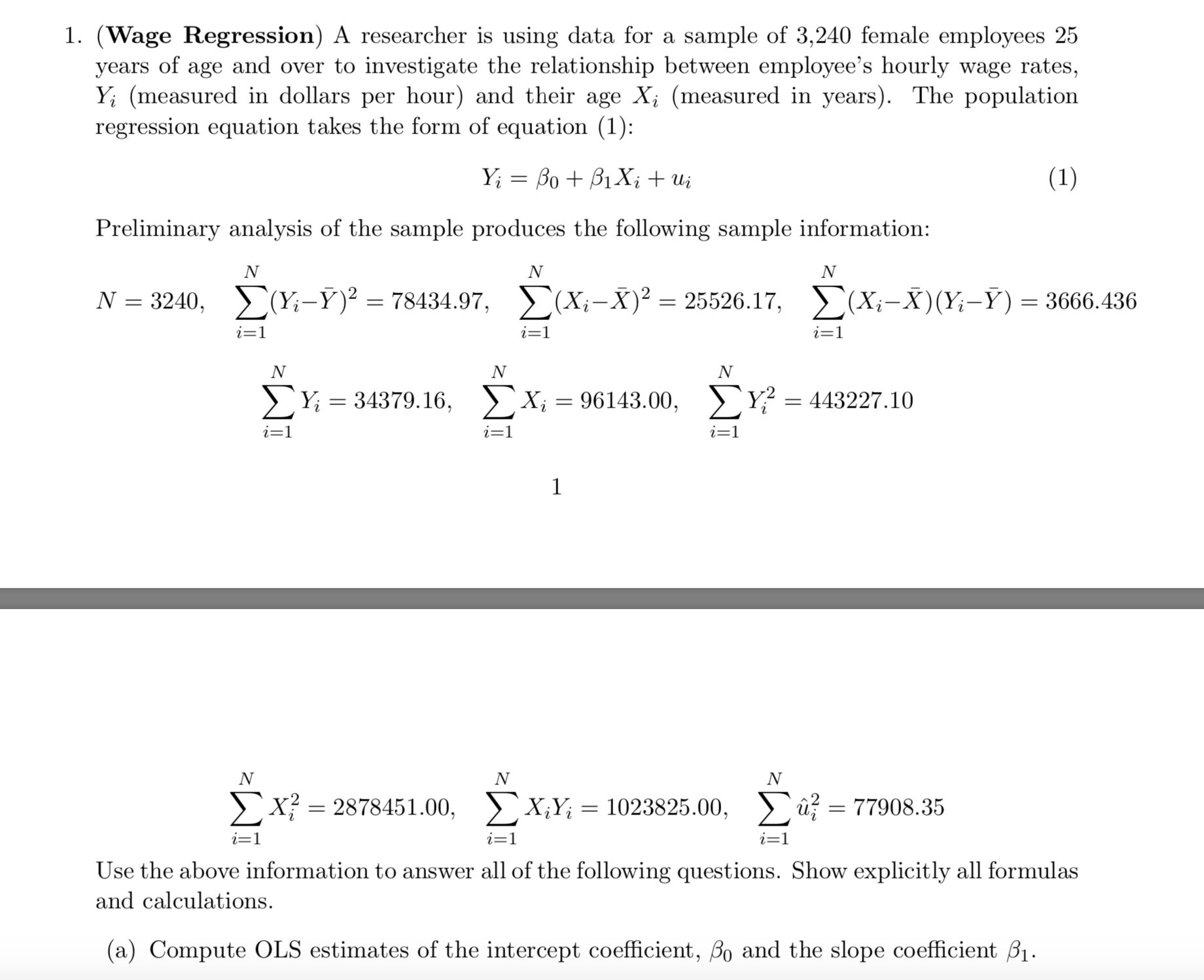 A researcher is using data for a sample of 3,240 female employees