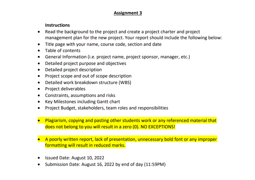 Assignment 3 Instructions Read the background to the project and create