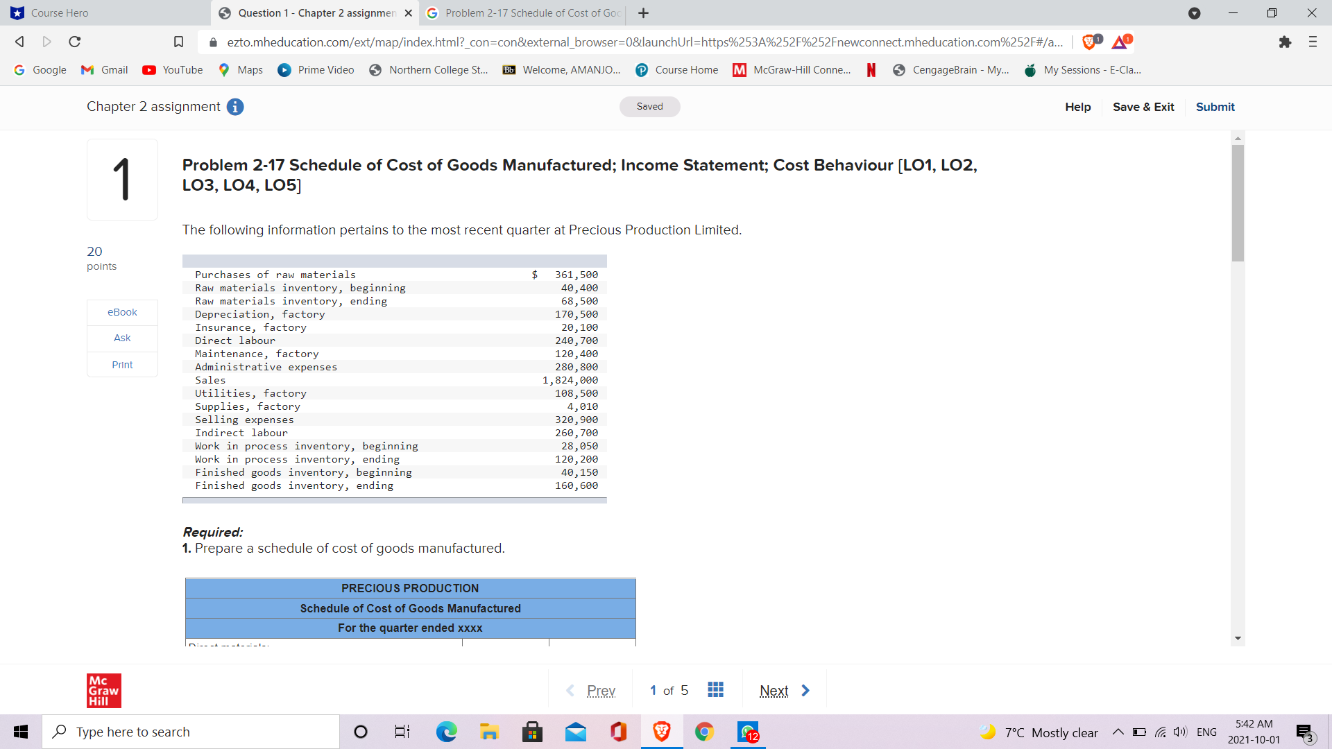 M McGraw-Hill Conne.. N CengageBrain - My... My Sessions - E-Cla.. Chapter