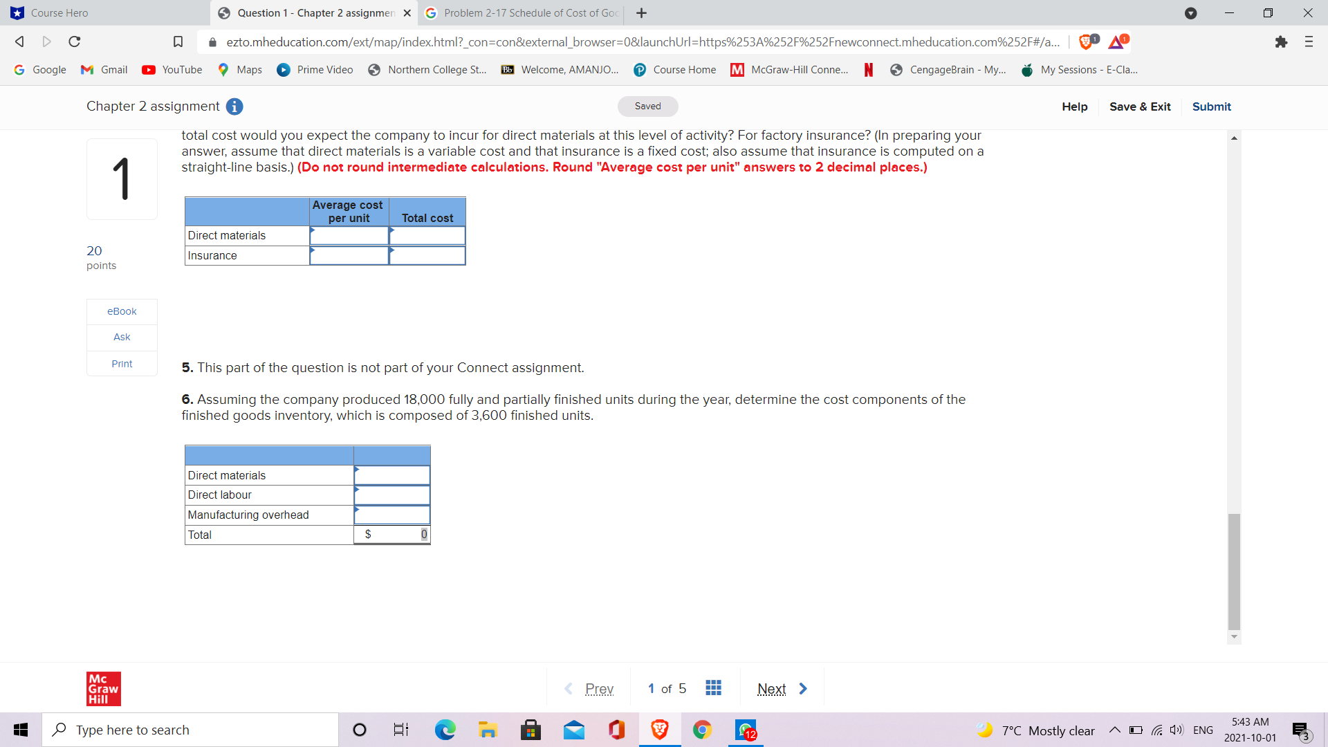Precious Production Limited. 20 points Purchases of raw materials $ 361, 500
