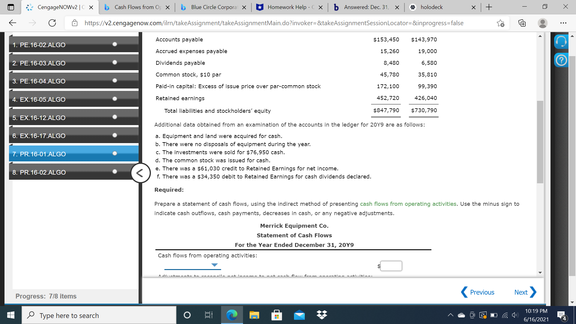 this is very confusing a statement of cash flows, using the