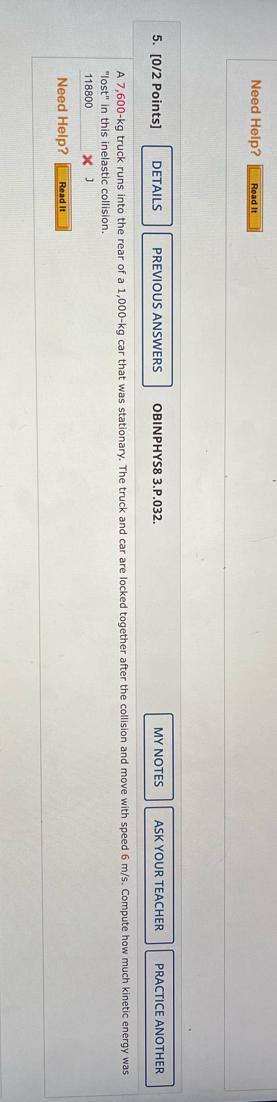  Need Help? Read It 5. [0/2 Points] DETAILS PREVIOUS ANSWERS OBINPHYS8