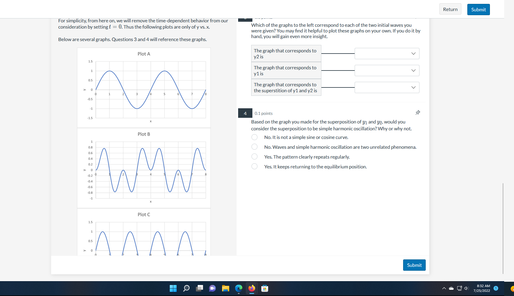 problem three there are graphs A-E both pictures are attached, please show