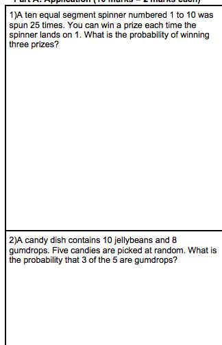 1)A ten equal segment spinner numbered 1 to 10 was spun 25