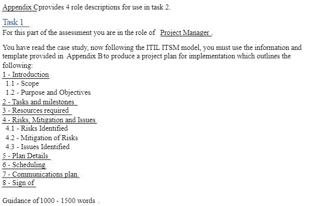 1 For this part of the assessment you are in the role