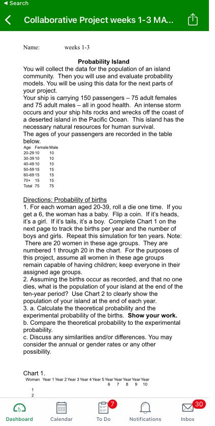 Name: weeks 1-3 Probability Island You will collect the data for the