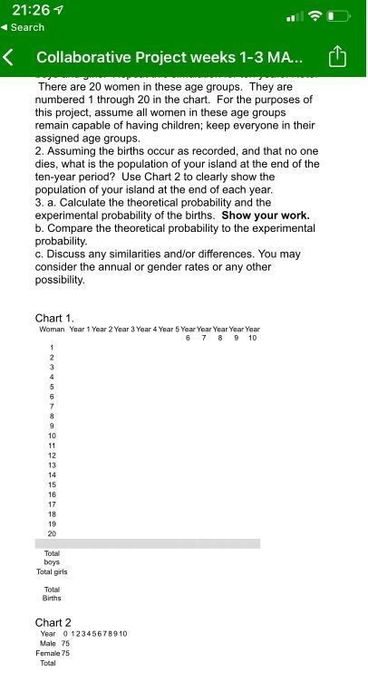 population of an island community. Then you will use and evaluate probability