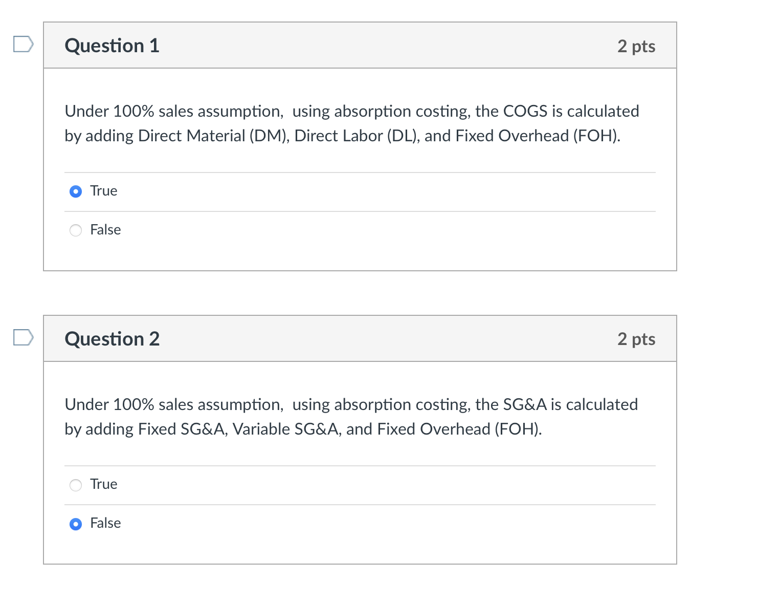 and if 75% of production is sold. Use the pick lists associated