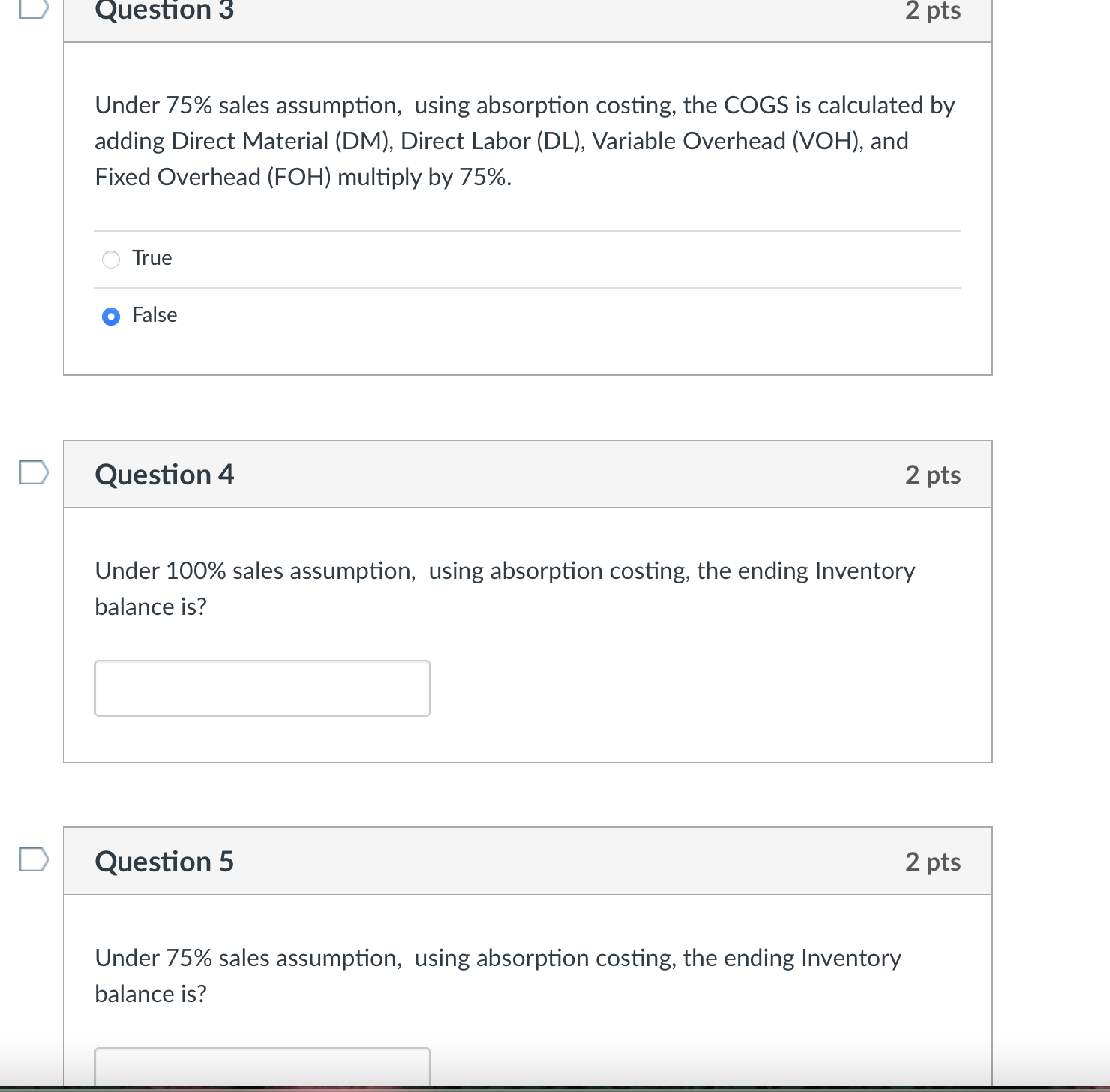 with the boxed areas to select amounts for each cost category in