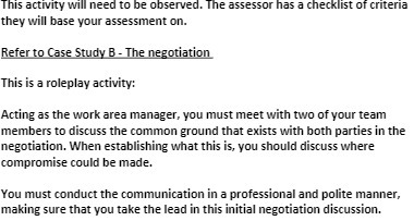  This activity will need to be observed. The assessor has a