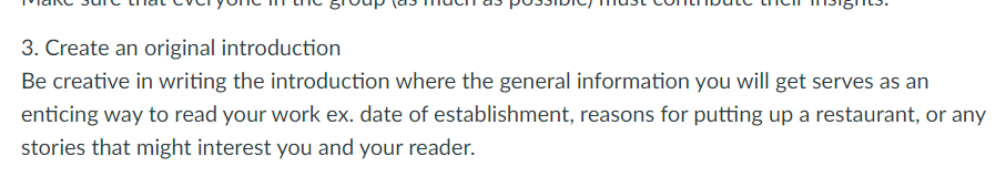 Create an original introduction Be creative in writing the introduction where the