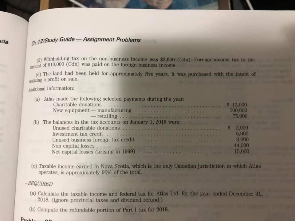 introduction to federal taxation in Canada please. ida Ch 12 / Study