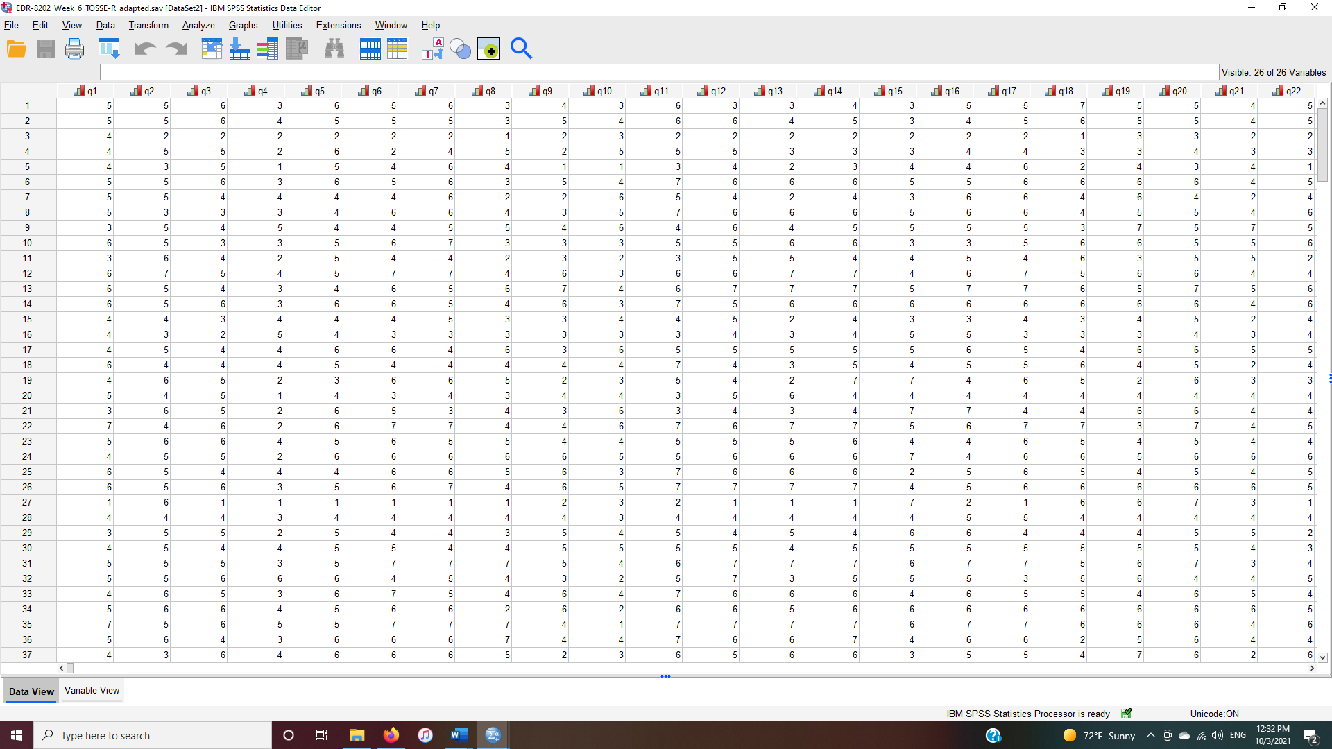 Using the attached data set, how is the appropriate value for factor
