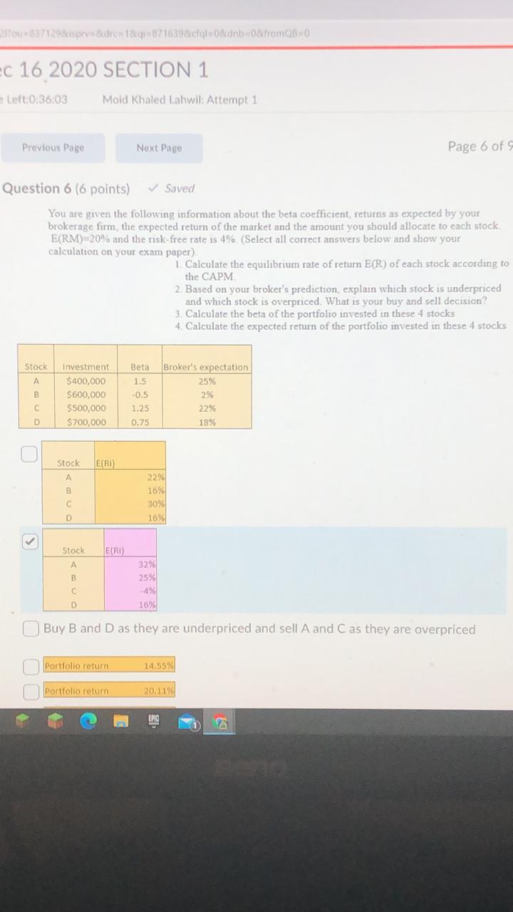 217ou-8371298isprv-&dic=18gra871639&cfgl=Oldnb=08fromQB=0 c 16 2020 SECTION 1 Left:0:36:03 Moid Khaled Lahwil: Attempt 1