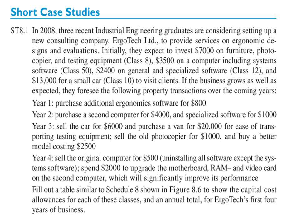  Short Case Studies ST8.] In 2008, three recent Industrial Engineering graduates
