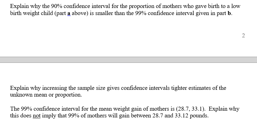 answer everything for df1.png only. Explain why the 90% condence interval for
