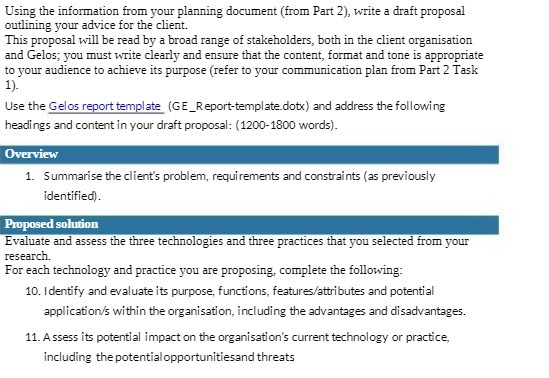 Using the information from your planning document (from Part 2), write