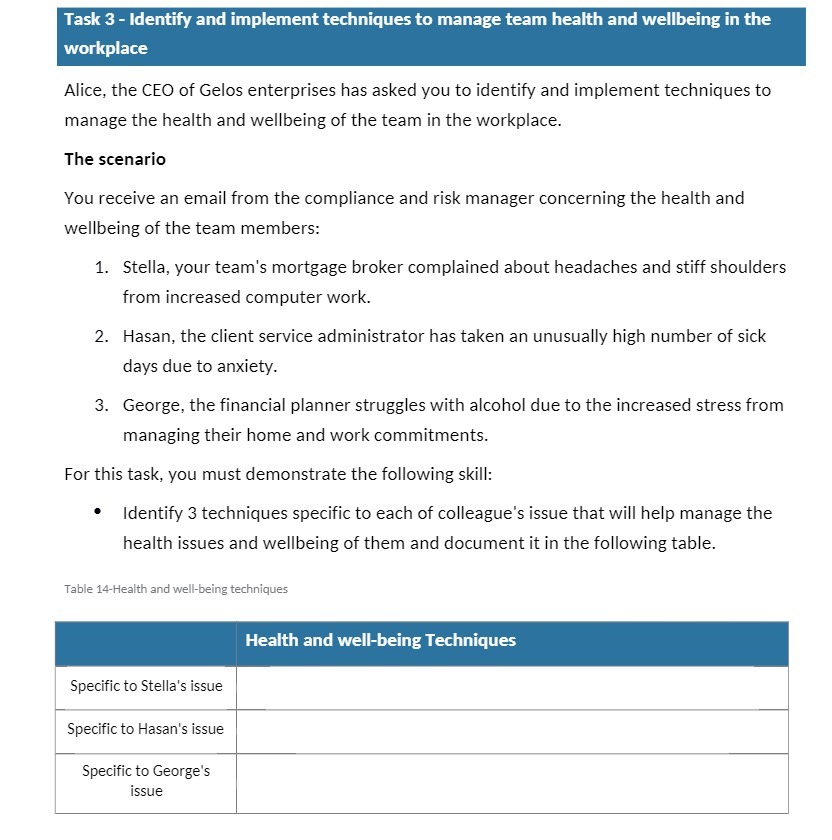 Task 3 - Identify and implement techniques to manage team health