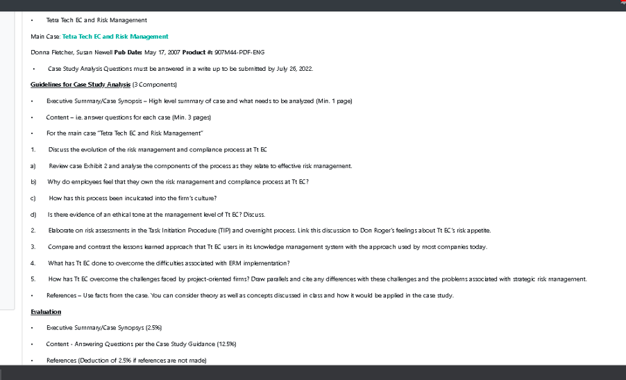 and Risk Management Donna Fletcher, Susan Newell Pub Date: May 17, 2007