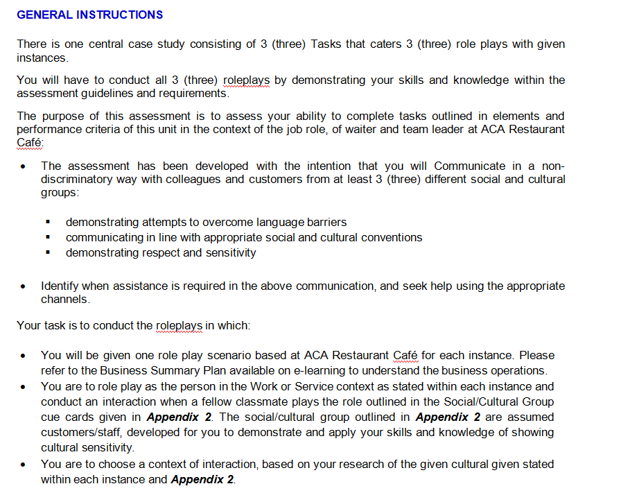  GENERAL IN STRUCTION S There is one central case study consisting