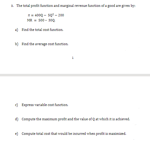 HI ! I need explaination and solution tq 3. The total profit