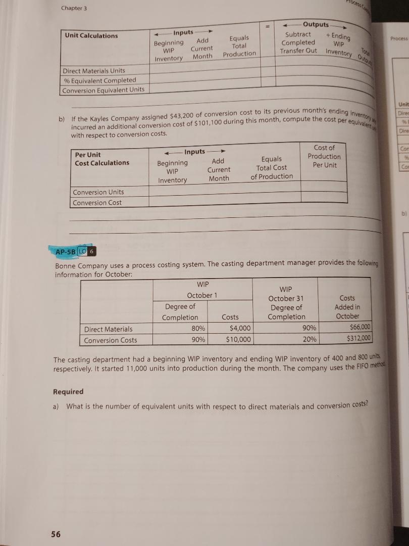 Ending Process WIP Current Total Completed WIP Month Production Transfer Out Inventory