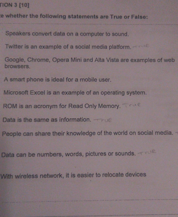 please help me out TION 3 [10] e whether the following statements