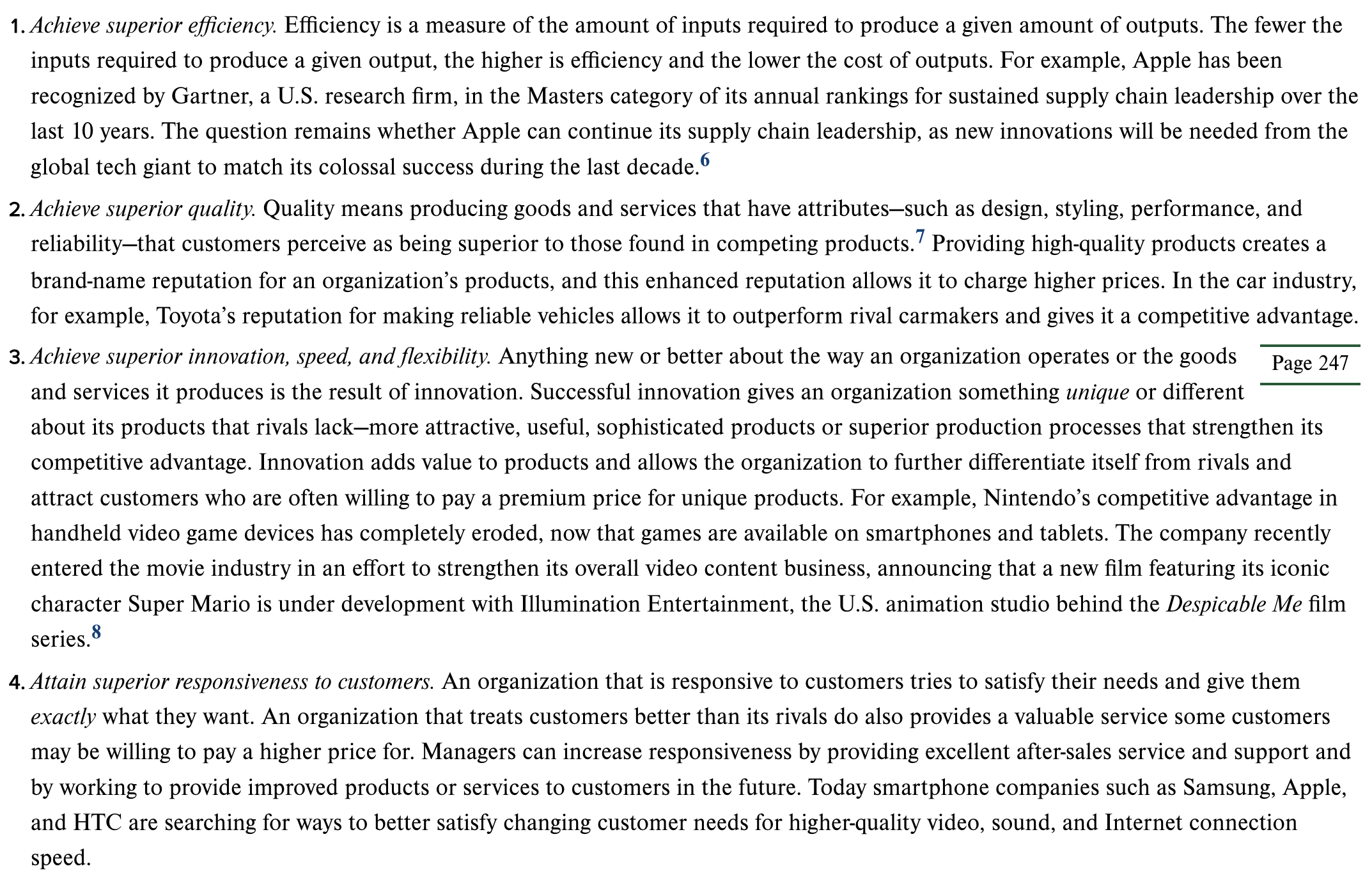 Using the textbook information and course notes on creating a competitive advantage