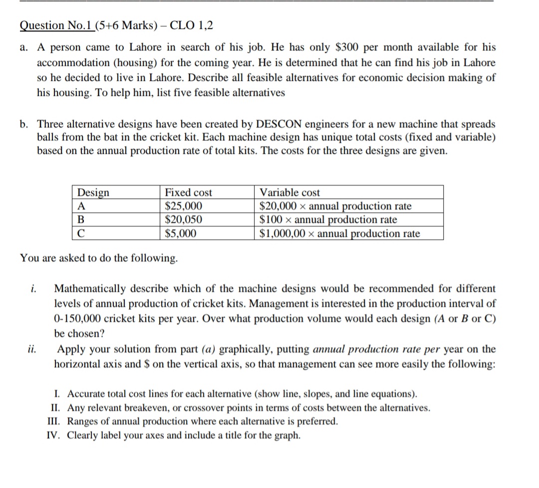 two questions as soon as possible Question No.3 (5+5+5 Marks) - CLO