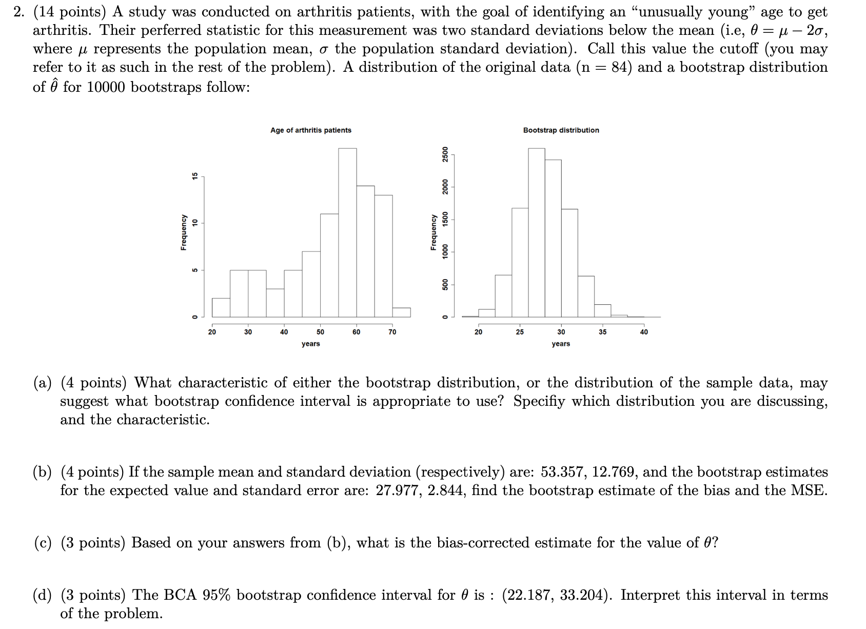 Below is the questio 2. (14 points) A study was conducted on