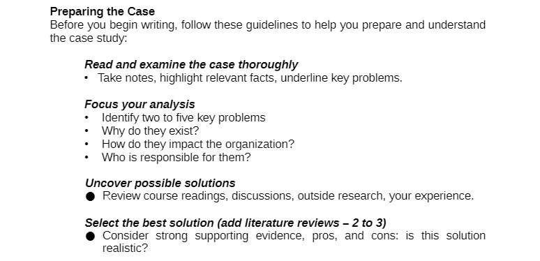 Preparing the Case Before you begin writing, follow these guidelines to