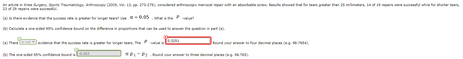 Please help me to understand this problem: An article in Knee Surgery,