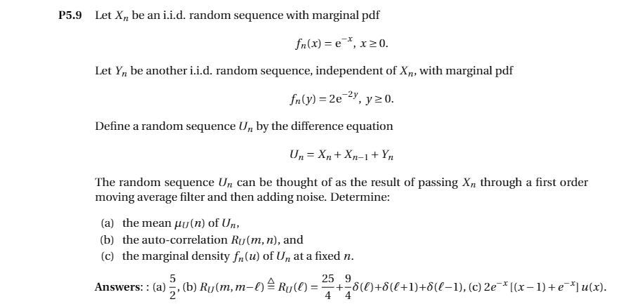 P5.9 Let X, be an i.i.d. random sequence with marginal pdf