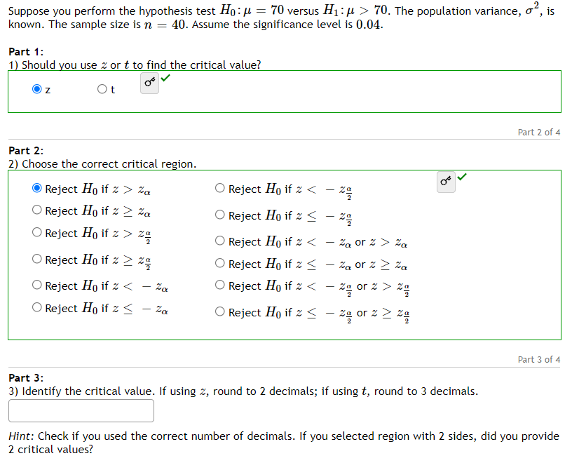1) Suppose you perform the hypothesis test Ho: / = 90