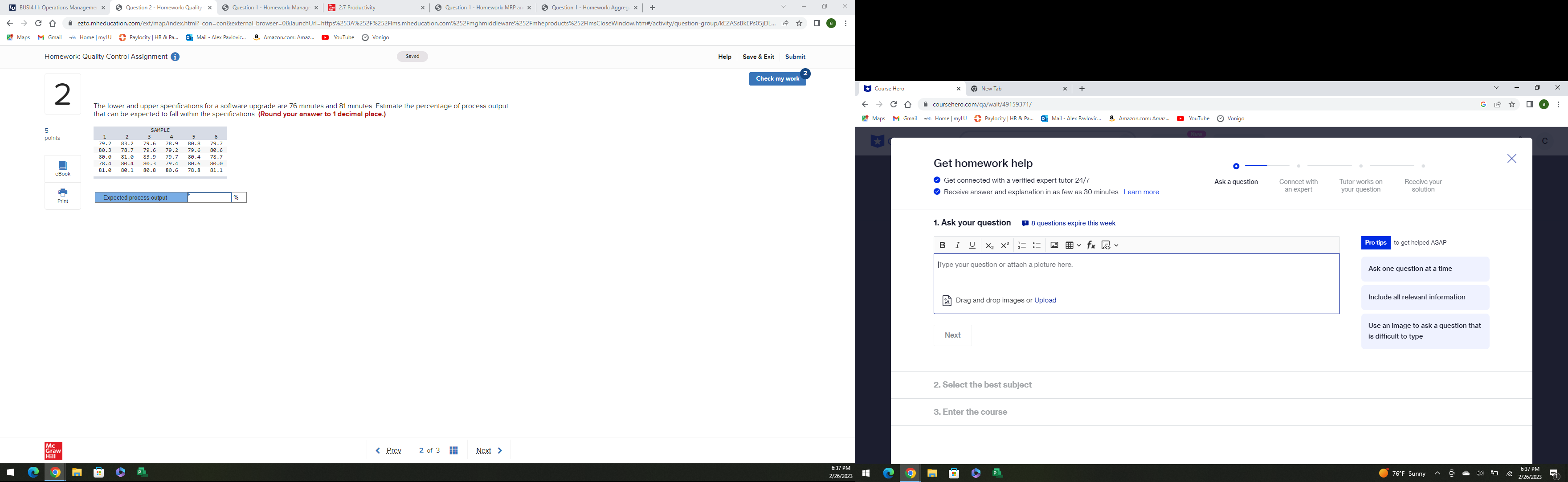 Manage x | 27 Productivity x | Question 1 - Homework: MRP