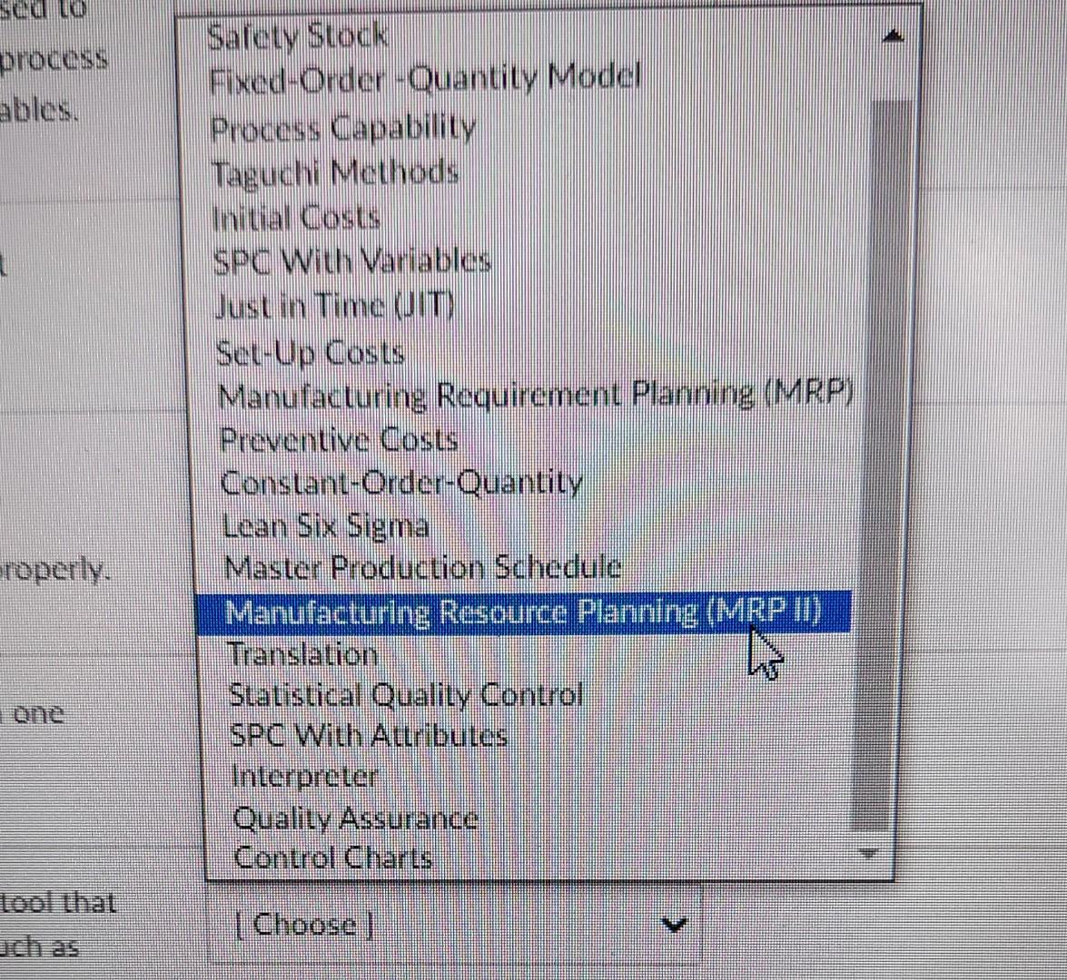 Set-Up Costs Manufacturing Requirement Planning (MRP) Preventive Costs Constant-Order-Quantity Lean Six Sigma