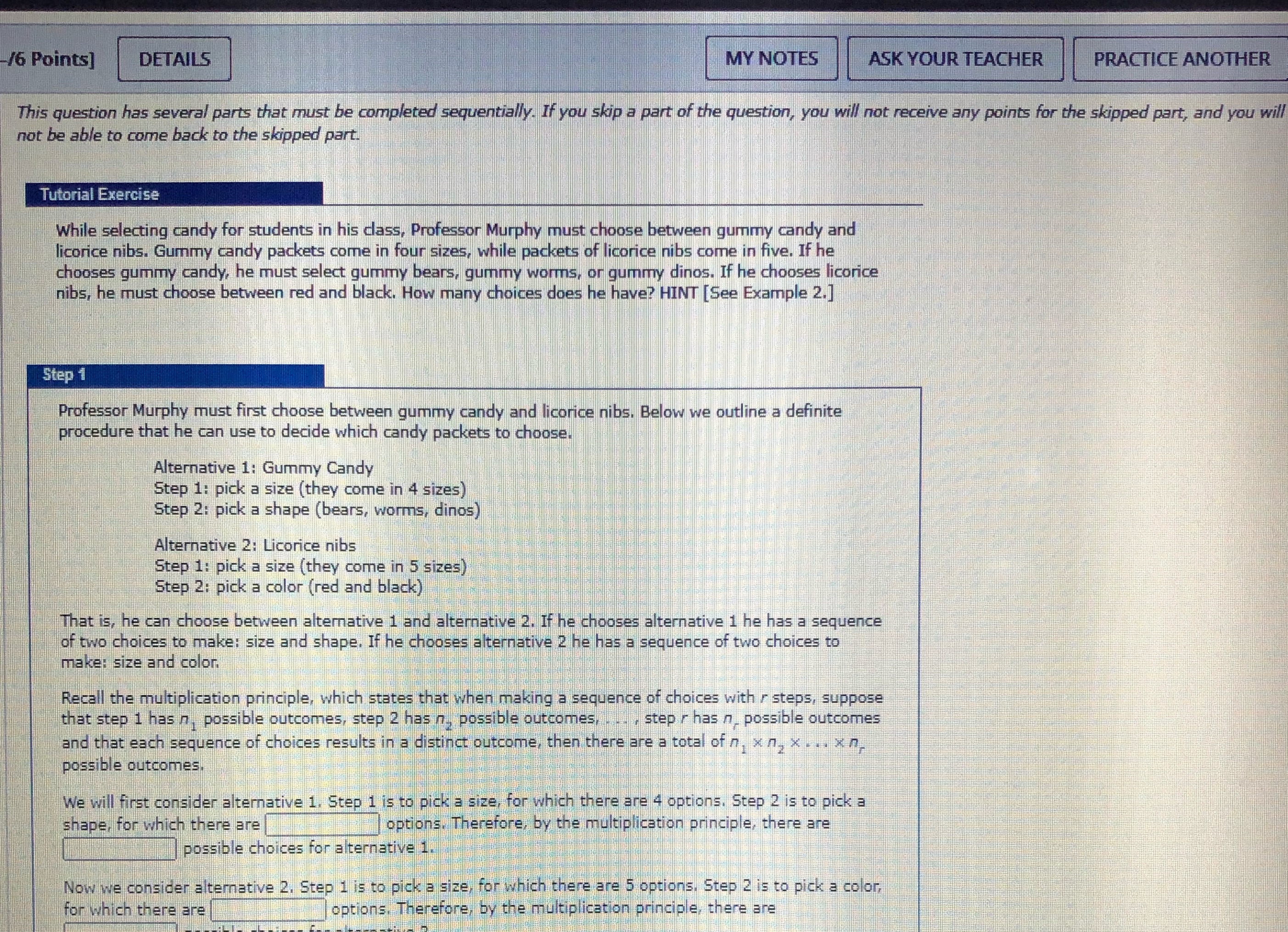  /6 Points] DETAILS MY NOTES ASK YOUR TEACHER PRACTICE ANOTHER This