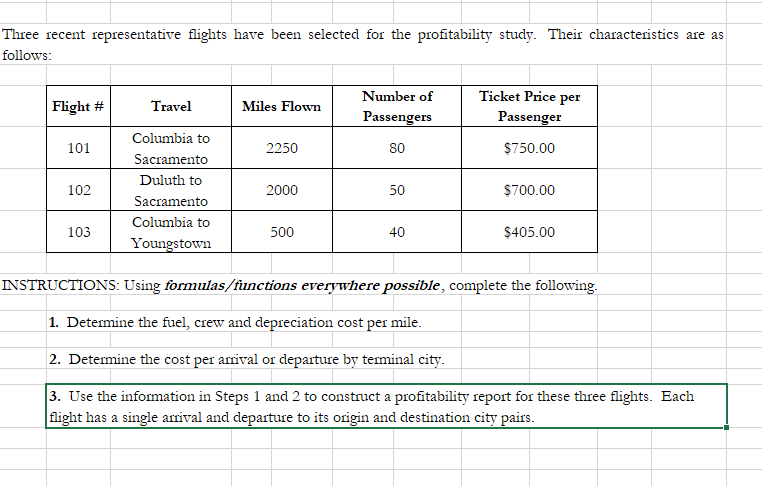 Their characteristics are as follows: Number of Ticket Price per Flight #