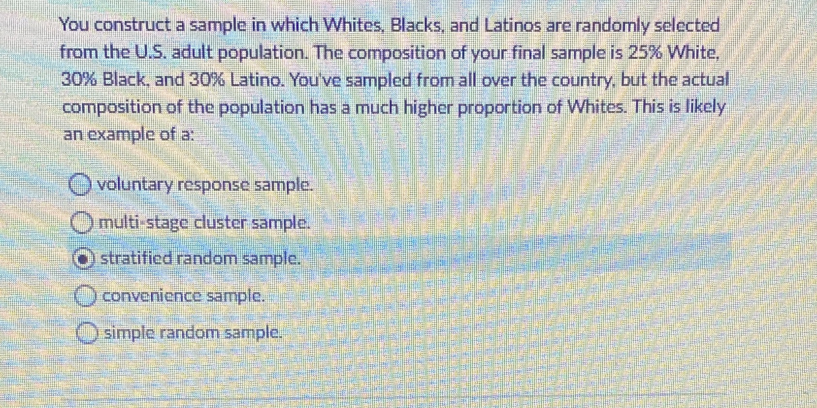 AP statistics is this correct? Thank you! You construct a sample in