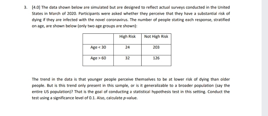 need full math solution 3. [4.0] The data shown below are simulated