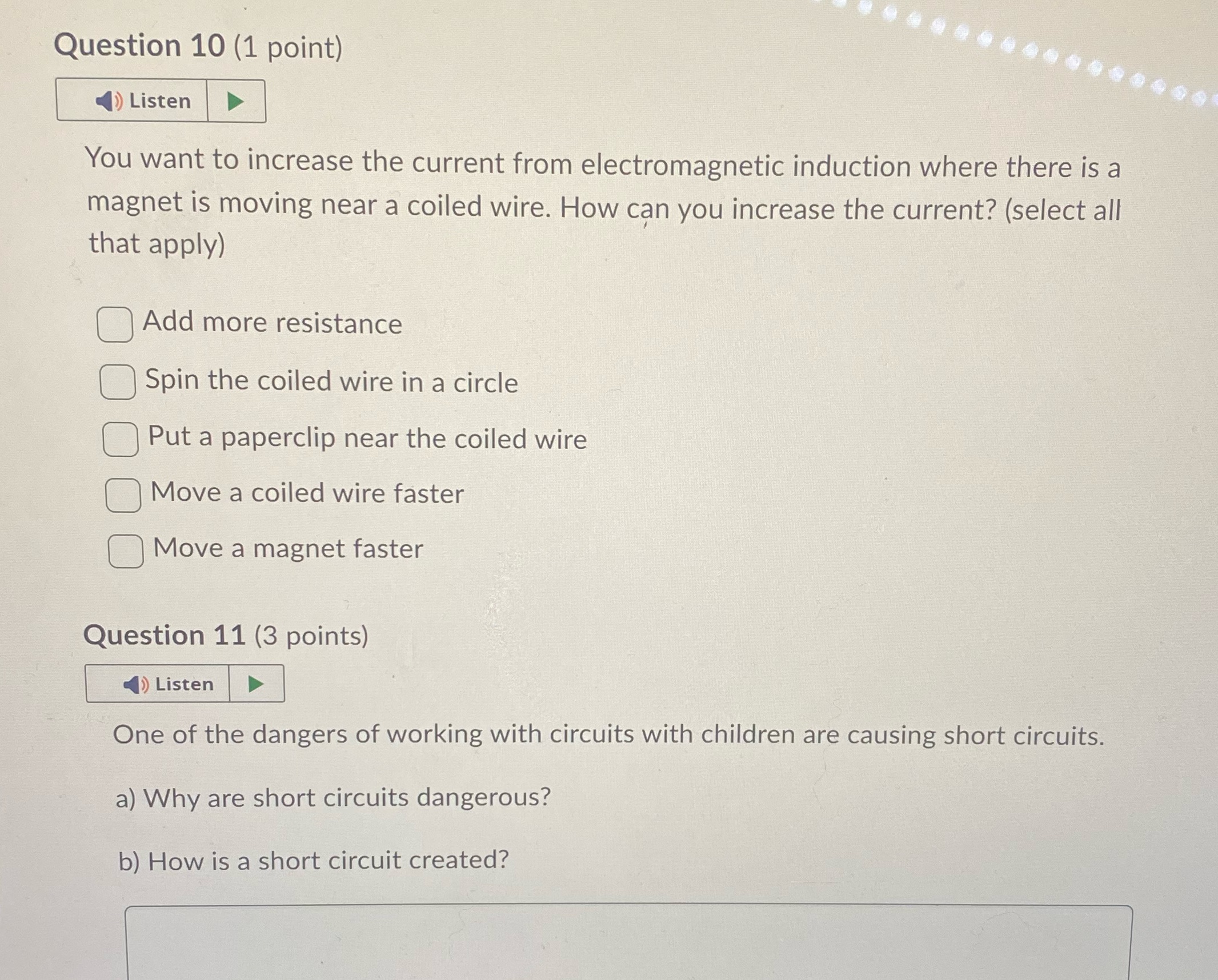 I NEED HELP QUICK!! Question 10 (1 point) Listen You want to