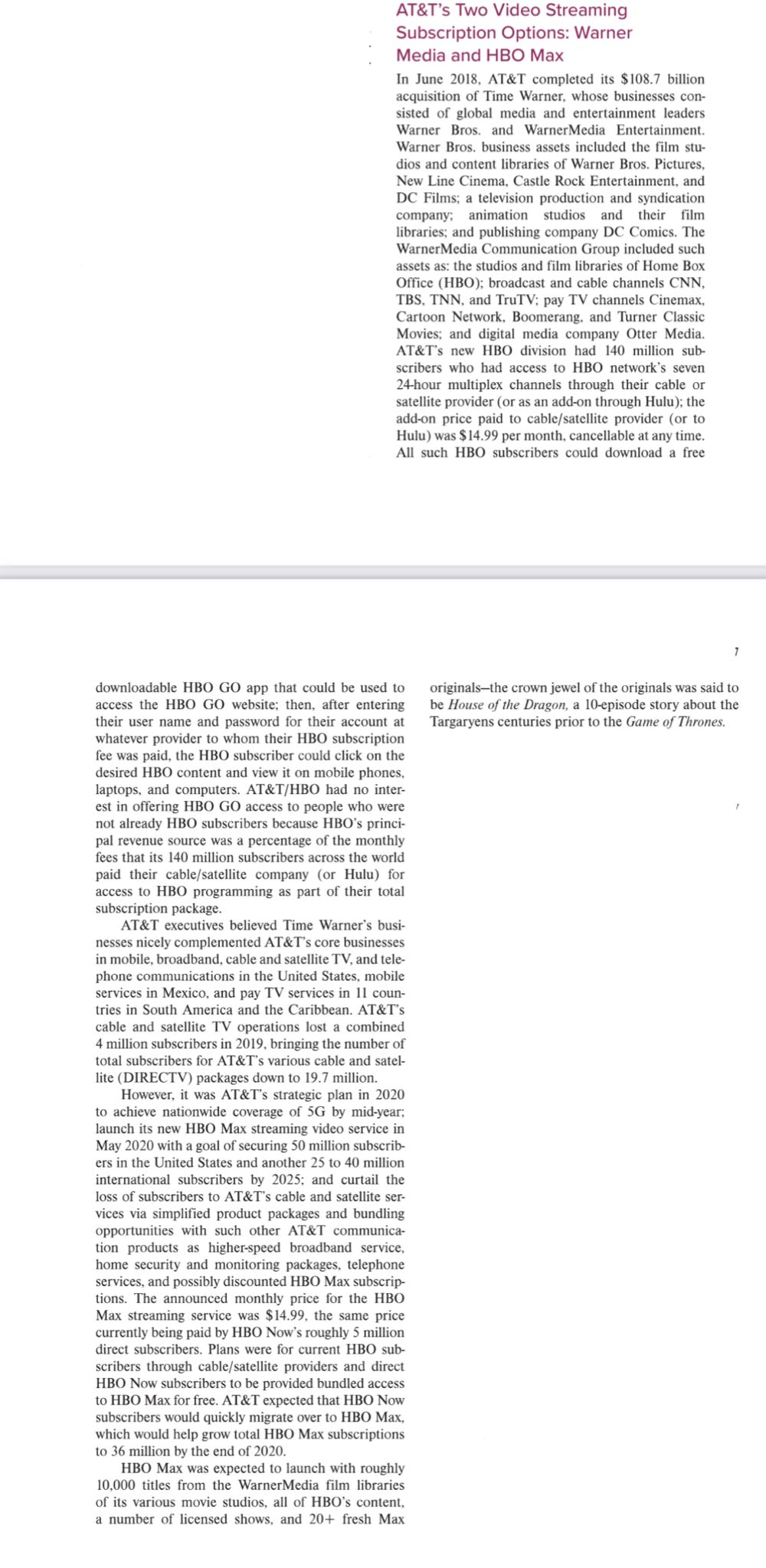 AT&T's Two Video Streaming Subscription Options: Warner Media and HBO Max