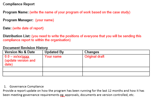 table below by: . explaining the 3 program objectives you provided in