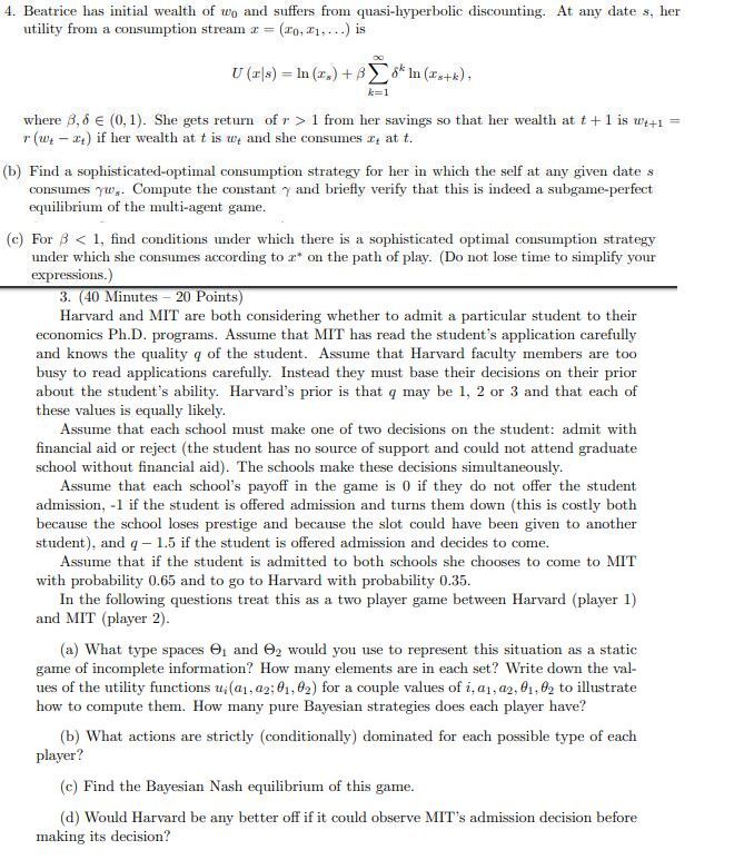 discounting. At any date s, her utility from a consumption stream a