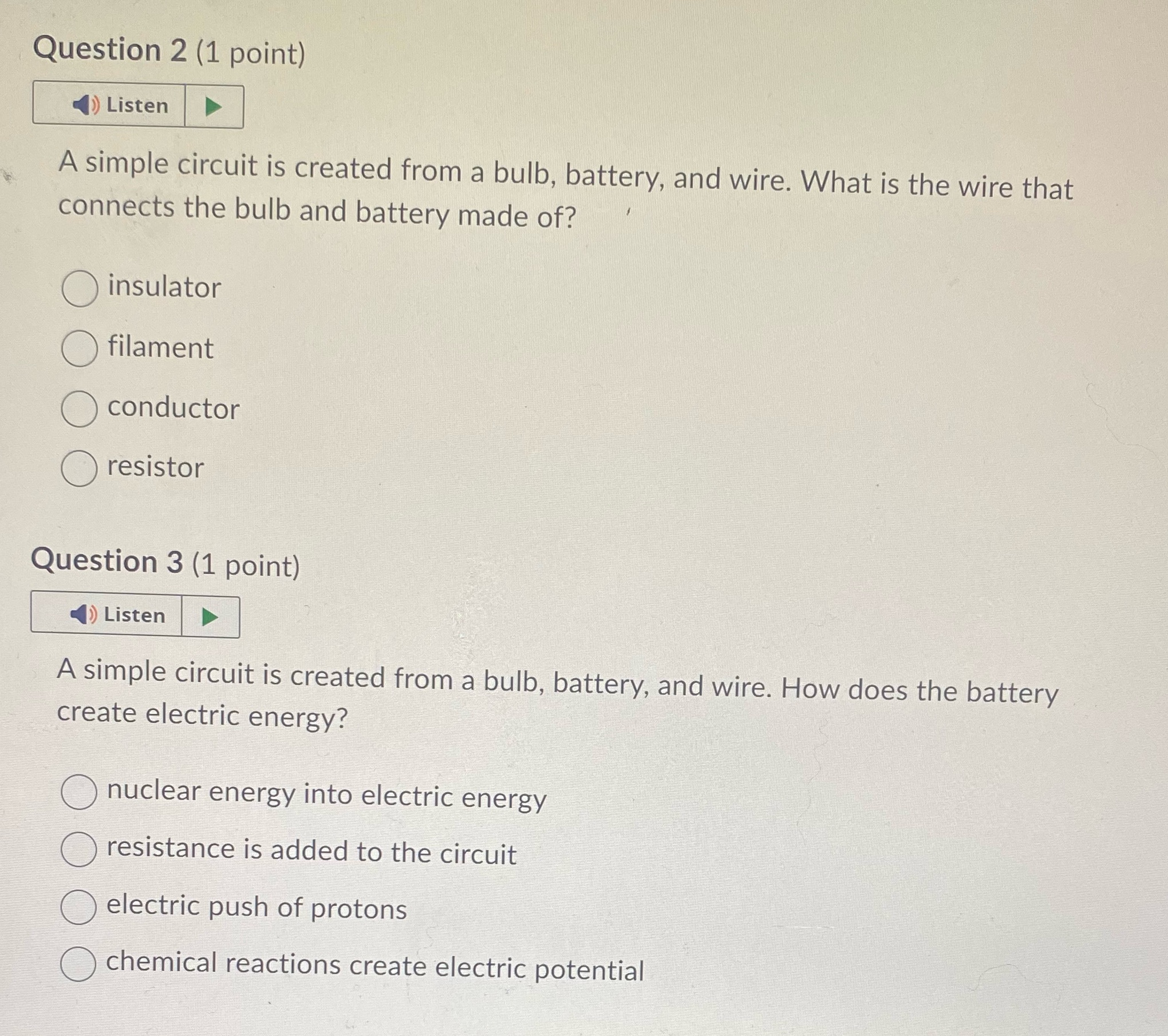I NEED HELP QUICKLY Question 2 (1 point) () Listen A simple