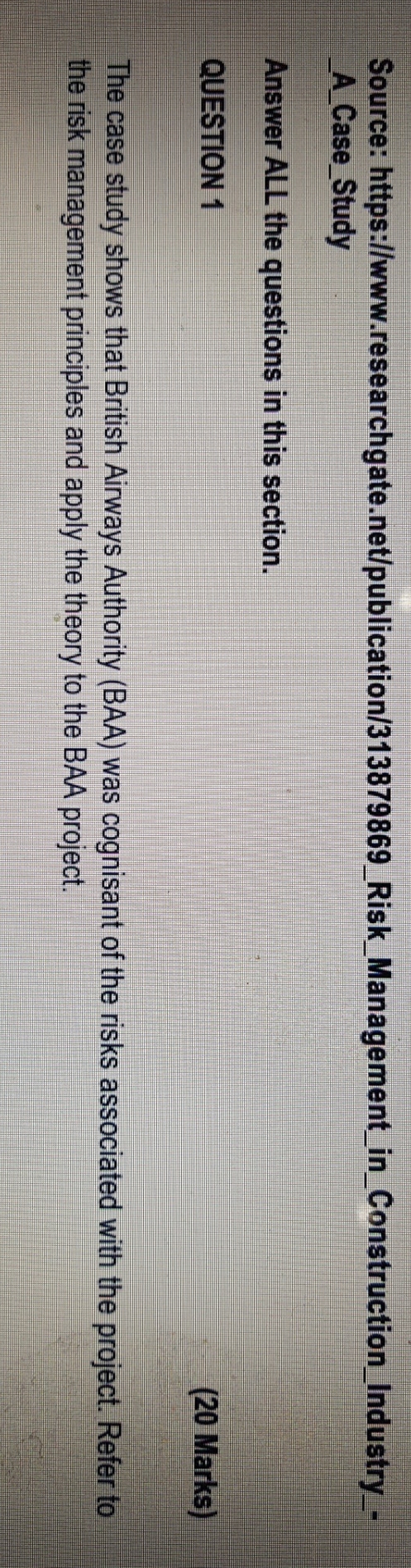 please could you provide me with an answer for question 1 and