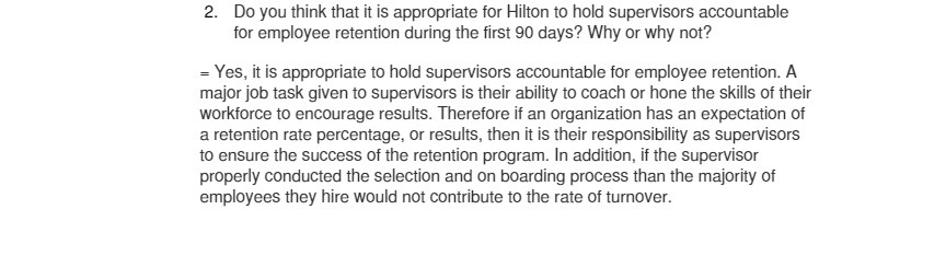 hold supervisors accountable for employee retention during the first 90 days? Why